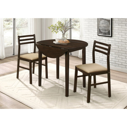 3-Piece Dining Set with Drop Leaf Table and Upholstered Chairs