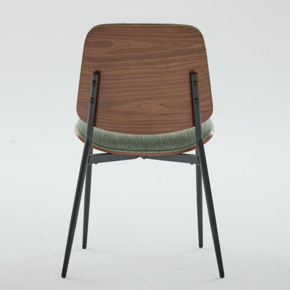 Mid-Century Modern Linen Dining Chairs Set of 2, Olive Green Upholstered Chair with Walnut Bentwood Back