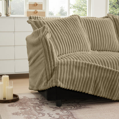 Camel Corduroy Modular Ottoman, High Resilience Sponge Foot Stool with Removable Washable Cover