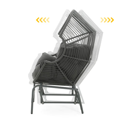 Palos Outdoor Wicker Glider Chair - Dark Gray