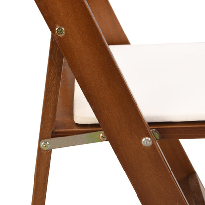 Set of 4 Solid Wood Folding Dining Chairs with PU Leather Cushions, Walnut Finish, No Assembly