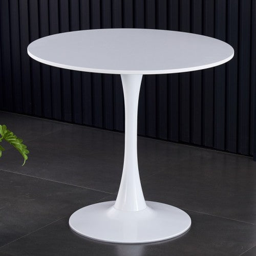24inch  White Round Tulip Dining Table MDF Steel Base Modern Kitchen Coffee Table