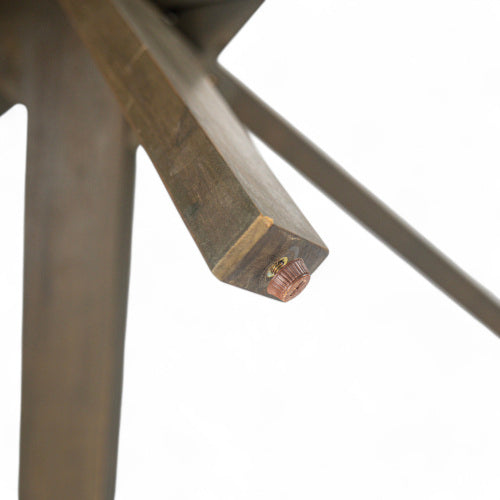 Stanford Outdoor Round Acacia Wood Dining Table with X Base, Gray Finish