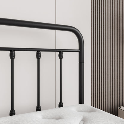 Metal Platform Bed Frame, Victorian Style Headboard/Footboard/Under Bed Storage/No Box Spring Needed/Full Size Black