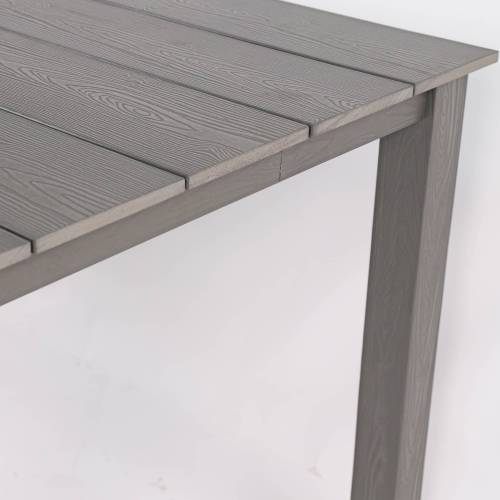 A wooden-textured imitation wood dining table, simple yet with a high quality feel. It has a small tabletop and is perfect for outdoor picnics. Charcoal gray, 68.9 inches.