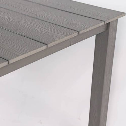 A wooden-textured imitation wood dining table, simple yet with a high quality feel. It has a small tabletop and is perfect for outdoor picnics. Charcoal gray, 68.9 inches.