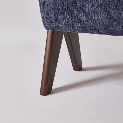 Chenille Upholstered Bench with Solid Wood Legs, Entryway Ottoman