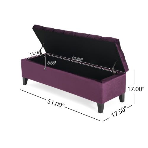 51 Inch Tufted Storage Ottoman Bench, Contemporary Diamond Stitch Upholstered Footstool with Soft Close Pressure Hinges