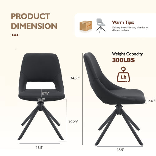 Swivel PU Leather Dining Chairs with Auto-Return, Set of 4, Black