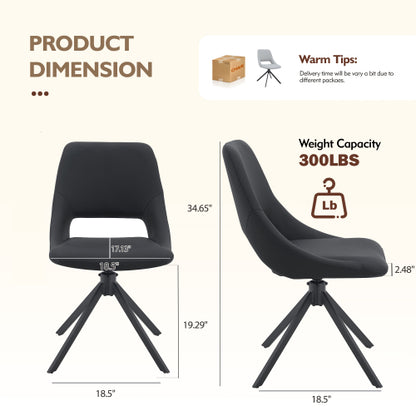 Swivel PU Leather Dining Chairs with Auto-Return, Set of 4, Black