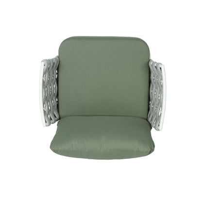 Mariano Steel Club Chair Set of 2, Off White+Green
