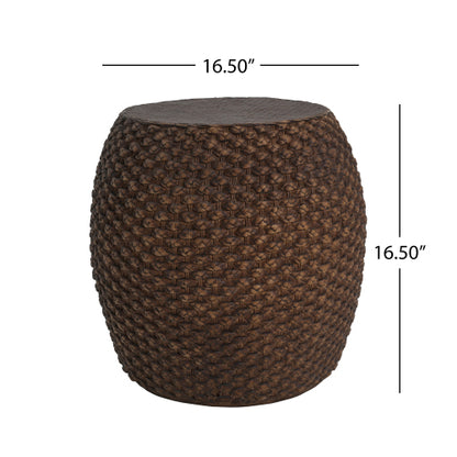 Faux Rattan Side Table for Both Indoor and Outdoor Use, Handmade MgO, Brown