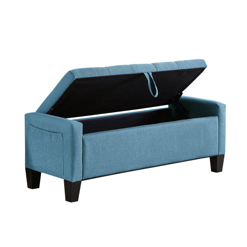 Ottoman with Storage, Storage Ottoman Bench with Safety Hinge 350 lb Weight, Upholstered Entryway Bench with Seating for Bedroom, Living Room - Light Blue
