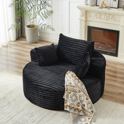 55 inch L Faux-Rabbit-Fur Corduroy Single Sleeper Chair, No Assembly