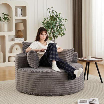 50"L Corduroy Sponge single sofa,No Assembly Required,Fluffy Modern Sleeper Chair for Living room, Bedroom, Lounge and Projection Room(Not a swivel chair.)