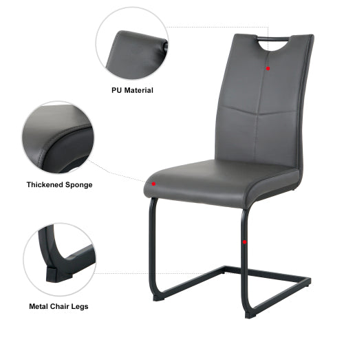PU Upholstered Dining Chairs with Metal Legs, Set of 2, Charcoal/Gray