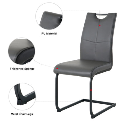 PU Upholstered Dining Chairs with Metal Legs, Set of 2, Charcoal/Gray