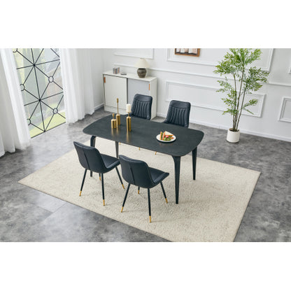 Modern Sintered Stone Dining Table with Metal Base, Luxury Style