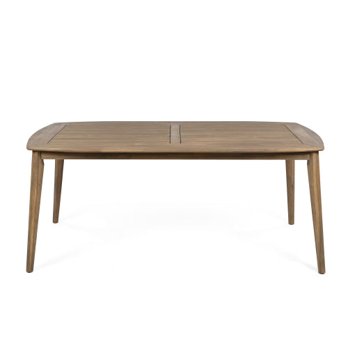 Acacia Wood Dining Table 8-Person Outdoor Table, Farmhouse Furniture for Patio, Garden, Backyard, Light Brown 180 LBS Weight Capacity 70.75"L