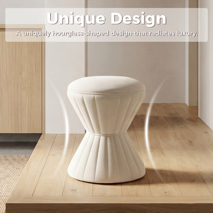 Velvet Ottoman Stool, Upholstered Vanity Chair Round Accent Footstool