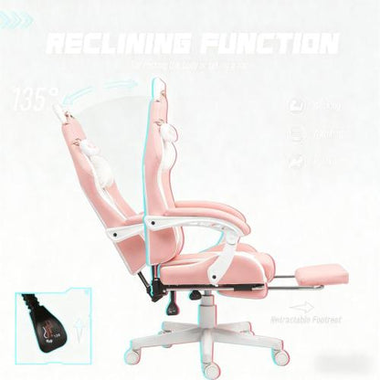 Gaming Chair with Footrest,Racing Gamer Chair, Headrest and Lumbar Support, For Home and Office