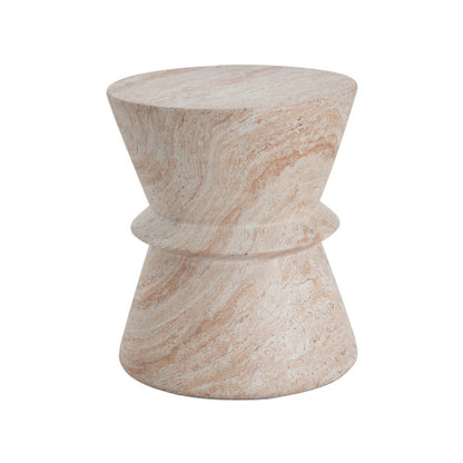 Outdoor/Indoor Lightweight Concrete Side Table,Travertine Finish