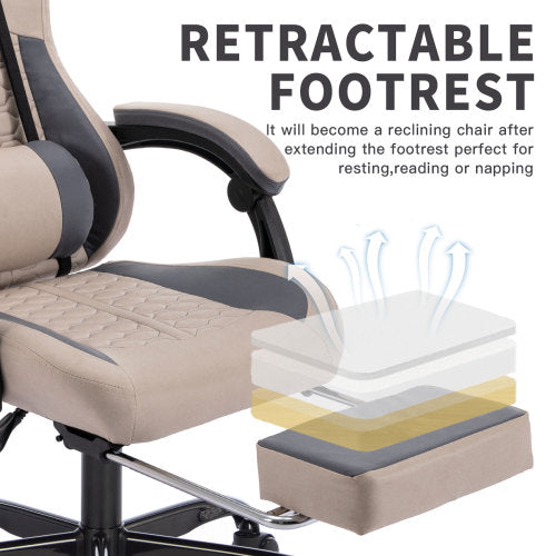 Gaming Chair with Massage,Ergonomic PC Gaming Chair with Footrest Comfortable Headrest and Lumbar Support,High Back PVC Leather,300LBS (Grey)
