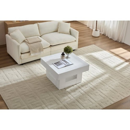 Rustic Square Coffee Table with Scalloped Edges