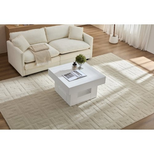 Rustic Square Coffee Table with Scalloped Edges