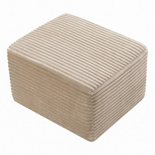37.5 Inch Square Corduroy Upholstered Ottoman, Soft Padded Multi-Use Foot Stool for Bedroom & Living Room Decor