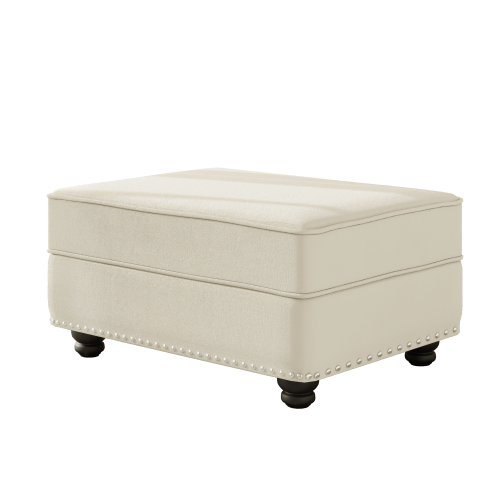 Beige White Modular Velvet Ottoman, Matching Sofa Footstool, 31.5 inchx23.6 inchx16.5 inch, 300 LBS Capacity for Living Room & Apartment