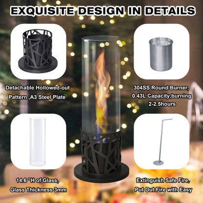 Tornado Tabletop Bio Ethanol Fireplace Indoor Outdoor,Portable Table Top Fire Pit Fuel Bioethanol Burner Heater Black