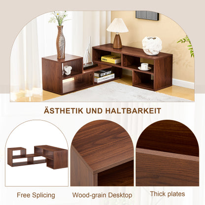 Dark Walnut Modular TV Stand with Open Storage Entertainment Center