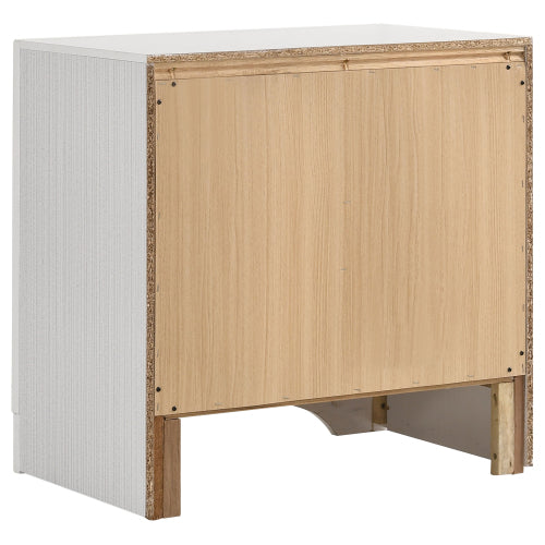 White 2 Drawer Nightstand with Hidden Jewelry Tray, Glam Bedside Table with Crystal Handles, Bedroom Storage Cabinet