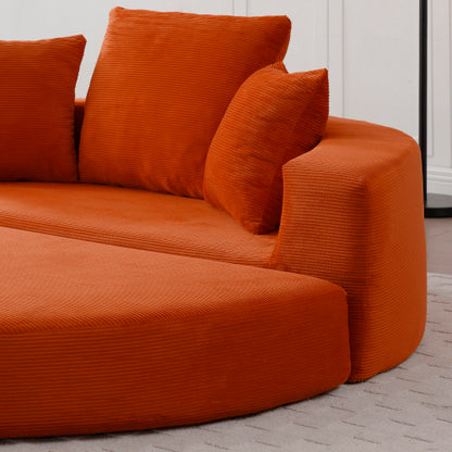 Compressed Corduroy Frameless Convertible Floor Sofa-Bed No-Assembly Adjustable Futon for Apartment Bedroom Living Room