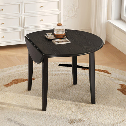 Extendable Round Dining Table for 2-4 People, Folding Wood Dining Table with Adjustable Size, Space-Saving Design for Small Apartments and Dining Areas - BLACK