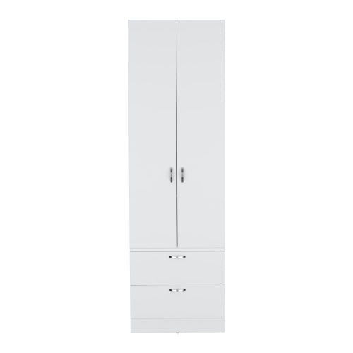 76" High Armoire Wardrove Closet with 2 Drawers, Double Door Cabinet , One Shelf and Hanging Rod, Bedroom Clothes Storage Cabinet Organizer