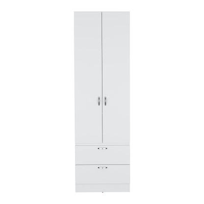 76" High Armoire Wardrove Closet with 2 Drawers, Double Door Cabinet , One Shelf and Hanging Rod, Bedroom Clothes Storage Cabinet Organizer