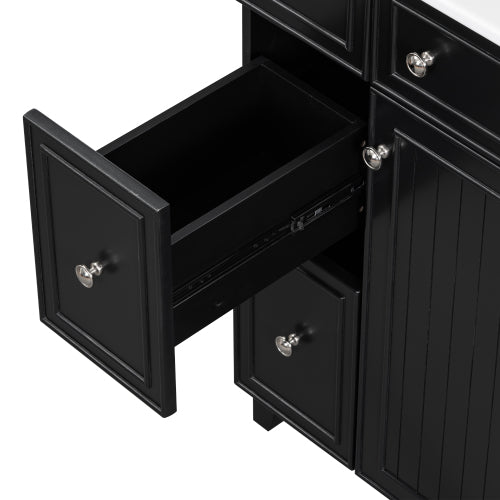 24-Inch Bathroom Vanity Cabinet with Ceramic Sink, 2 Drawers, 1 Door