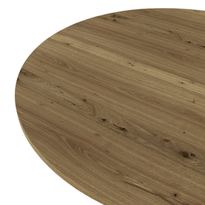 35.43 Inch Round Dining Table with MDF Top and Black Metal Legs