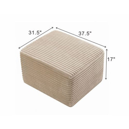 37.5 Inch Square Corduroy Upholstered Ottoman, Soft Padded Multi-Use Foot Stool for Bedroom & Living Room Decor