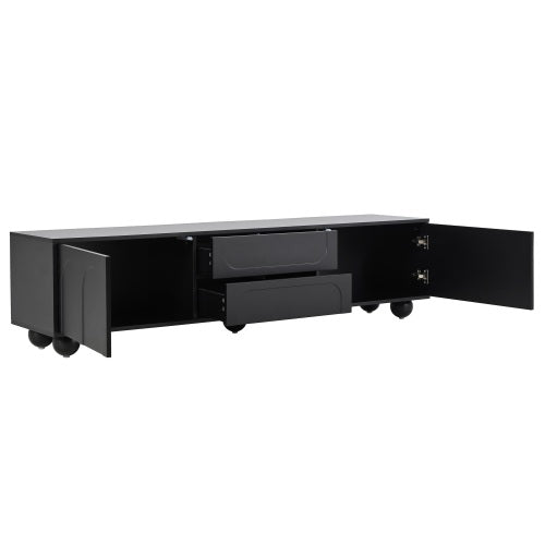 Black Arched Door TV Stand with Drawers 75 Inch Media Console
