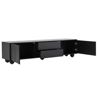 Black Arched Door TV Stand with Drawers 75 Inch Media Console