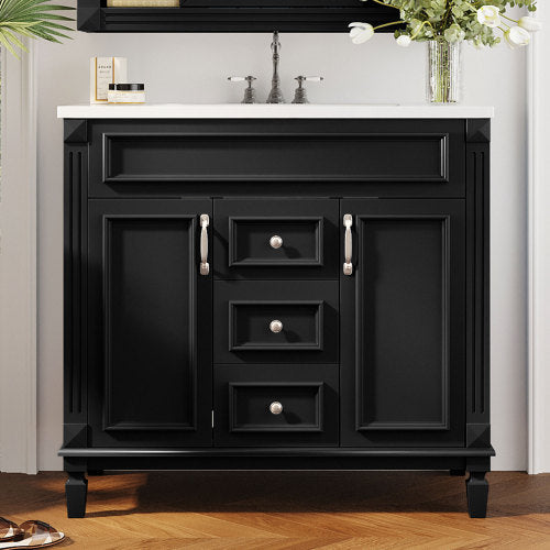 36'' Bathroom Vanity with Top Sink, Modern Bathroom Storage Cabinet with 2 Soft Closing Doors and 2 Drawers, Single Sink Bathroom Vanity