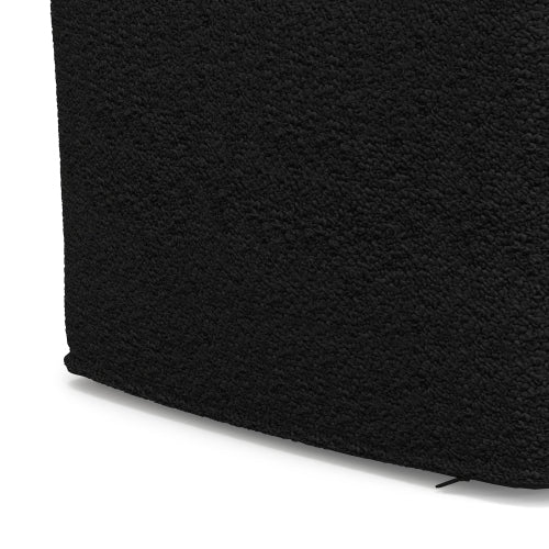 24 Inch Square Black Boucle Ottoman Pouf Footrest Accent Stool