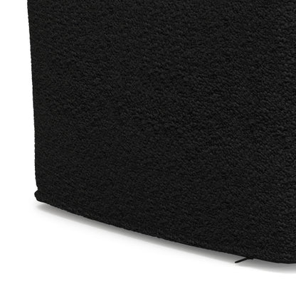 24 Inch Square Black Boucle Ottoman Pouf Footrest Accent Stool