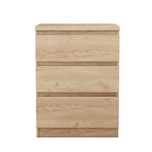 19.7-Inch Natural 3 Drawer Nightstand with Handle-Free Design