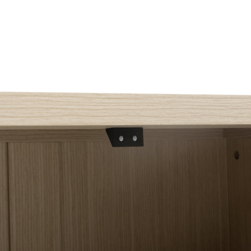 4 Doors Modern Wood Grain Sideboard Adjustable Shelf Storage Cabinet With Anti-Tipping Device For Home