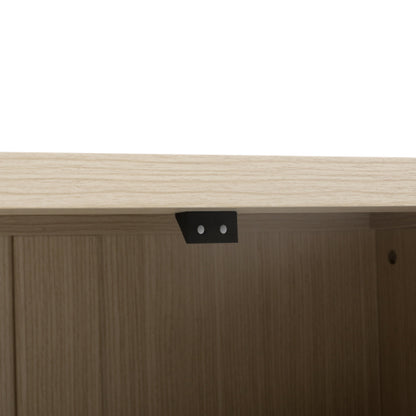 4 Doors Modern Wood Grain Sideboard Adjustable Shelf Storage Cabinet With Anti-Tipping Device For Home