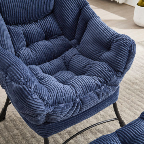 Lazy Chair with Ottoman, Modern Lounge Accent Chair with Armrests and a Side Pocket